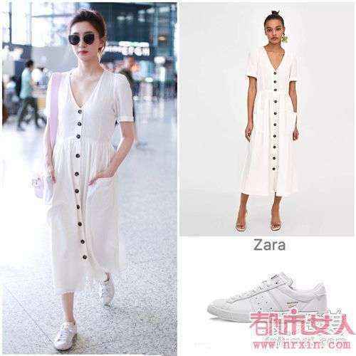 ZARA的白色连衣裙明星都在穿 裙子上加排扣子就这么时髦？