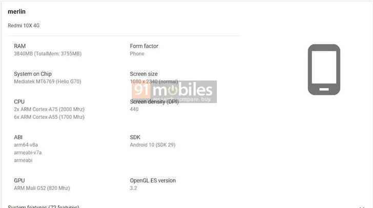 海外版Redmi 10X配置曝光，4GB RAM和FHD+显示屏